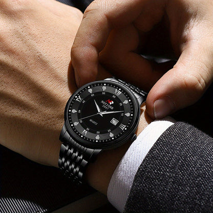 Men's Quartz Watch - Minimalist 's Stainless Steel Band Date Display Round Dial Business Casual - product detail view 10