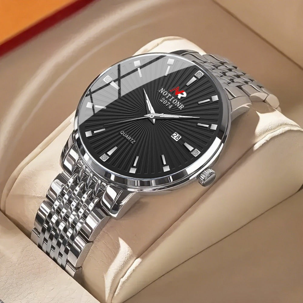 Men's Quartz Watch - Minimalist 's Stainless Steel Band Date Display Round Dial Business Casual - product detail view 11