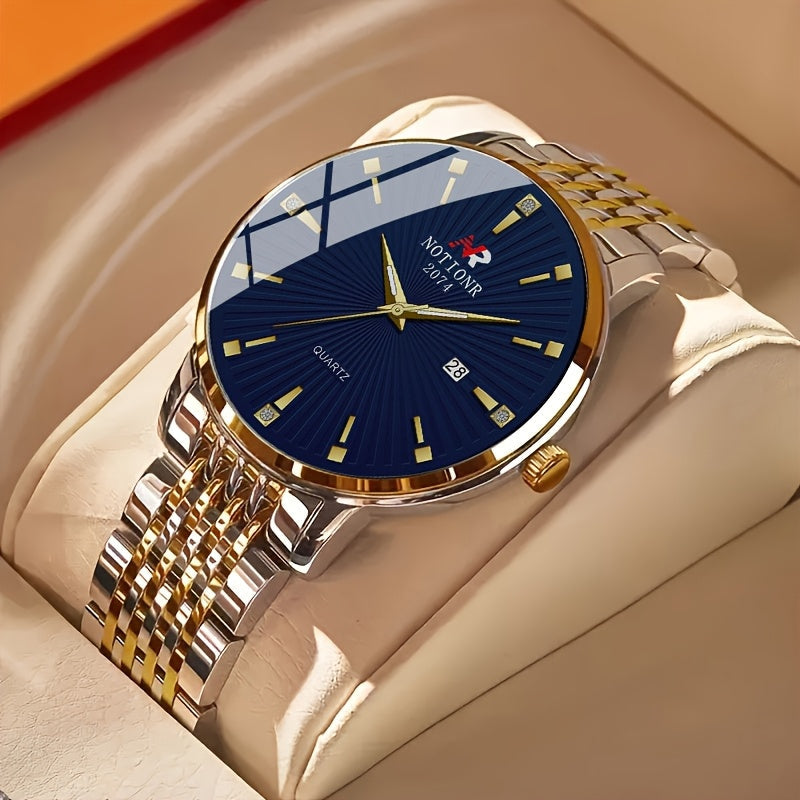 Men's Quartz Watch - Minimalist 's Stainless Steel Band Date Display Round Dial Business Casual - product detail view 15