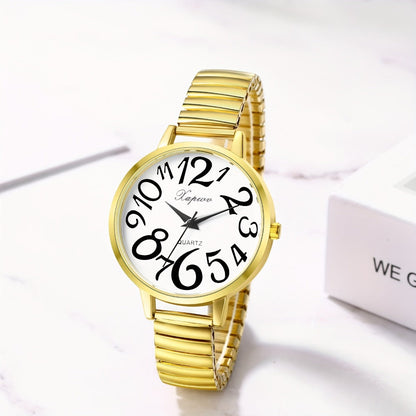Women's Quartz Watch - Multi-Color 's Analog with Round Stretch Band - Large Arabic Numeral Dial - product detail view 4