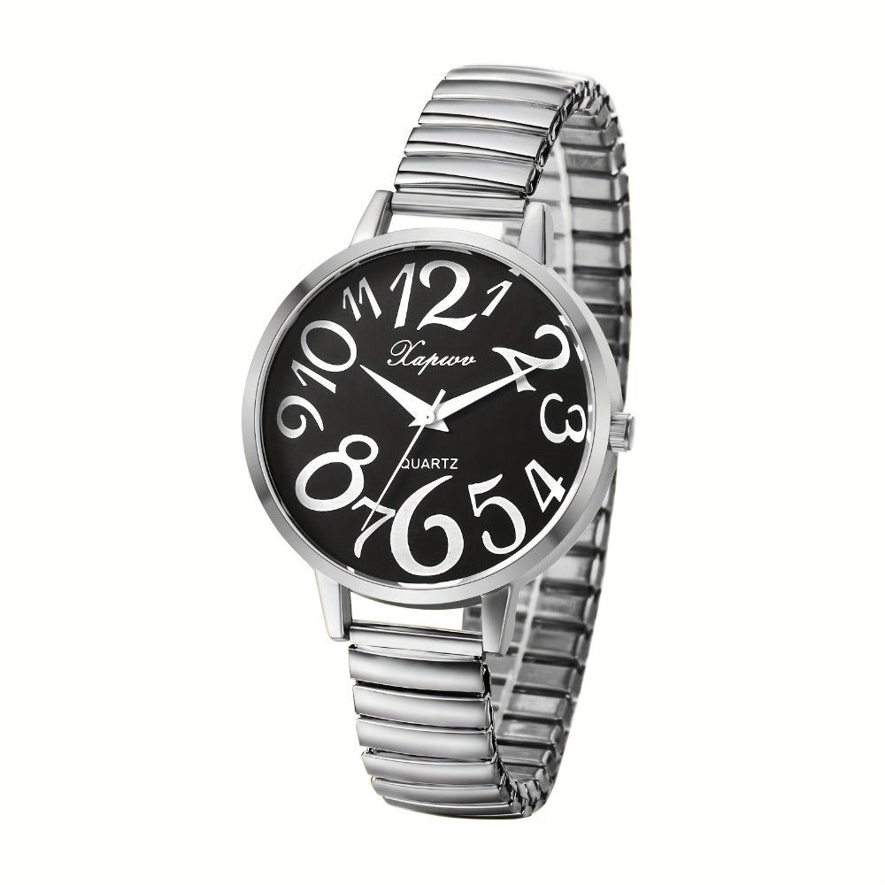 Women's Quartz Watch - Multi-Color 's Analog with Round Stretch Band - Large Arabic Numeral Dial - product detail view 5