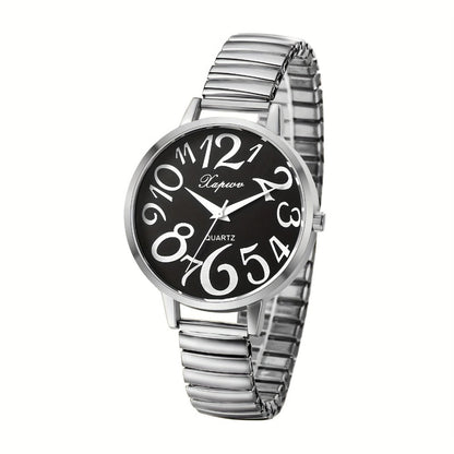 Women's Quartz Watch - Multi-Color 's Analog with Round Stretch Band - Large Arabic Numeral Dial - product detail view 5
