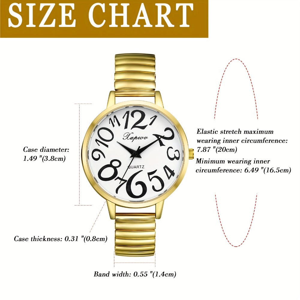 Women's Quartz Watch - Multi-Color 's Analog with Round Stretch Band - Large Arabic Numeral Dial - product detail view 6
