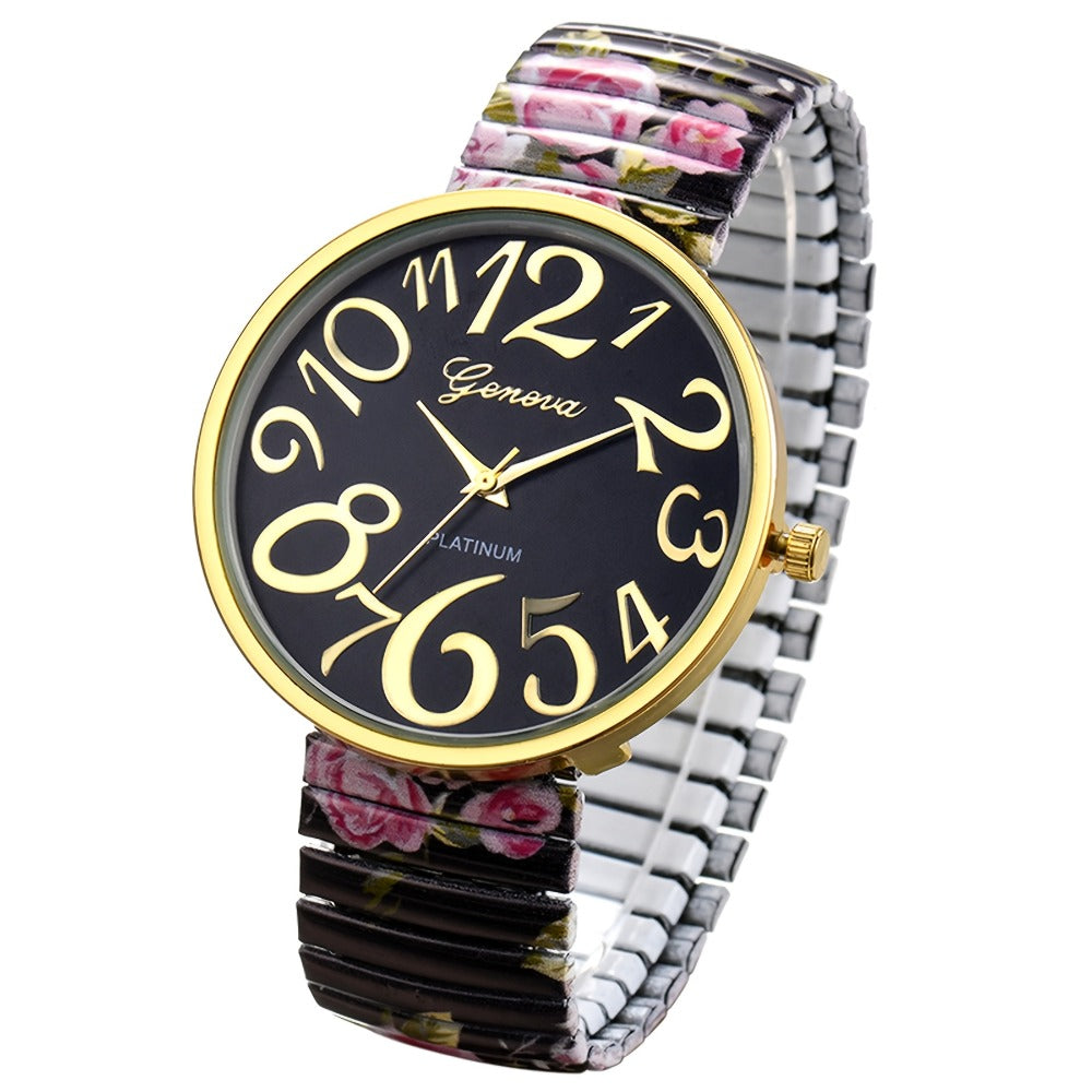 Women's Quartz Watch - Multi-Color 's Analog with Round Stretch Band - Large Arabic Numeral Dial - product detail view 7