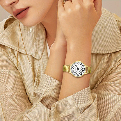 Women's Quartz Watch - Multi-Color 's Analog with Round Stretch Band - Large Arabic Numeral Dial - product detail view 8