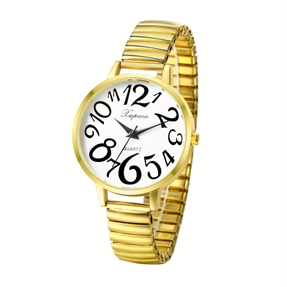 Women's Quartz Watch - Multi-Color 's Analog with Round Stretch Band - Large Arabic Numeral Dial - product detail view 10