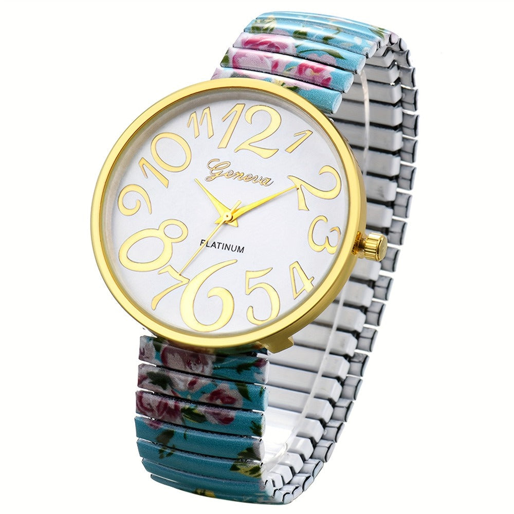 Women's Quartz Watch - Multi-Color 's Analog with Round Stretch Band - Large Arabic Numeral Dial - product detail view 11