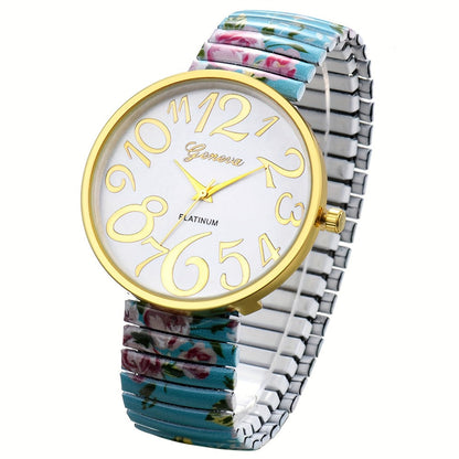 Women's Quartz Watch - Multi-Color 's Analog with Round Stretch Band - Large Arabic Numeral Dial - product detail view 11