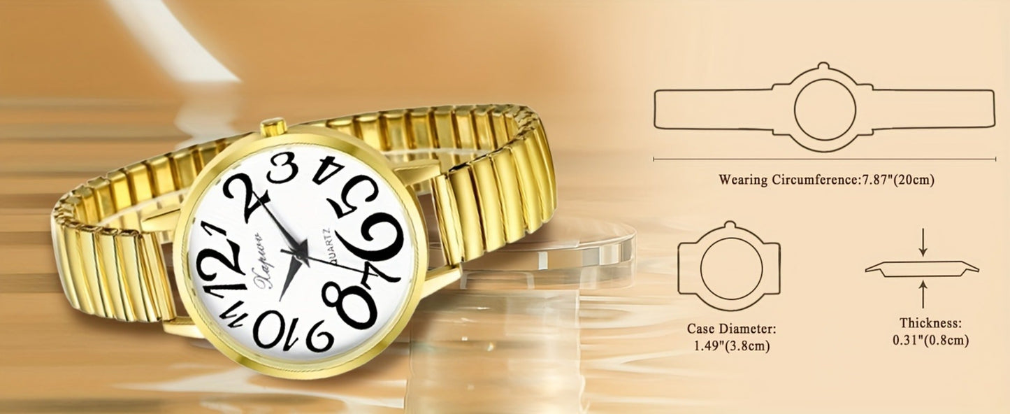 Women's Quartz Watch - Multi-Color 's Analog with Round Stretch Band - Large Arabic Numeral Dial - product detail view 18