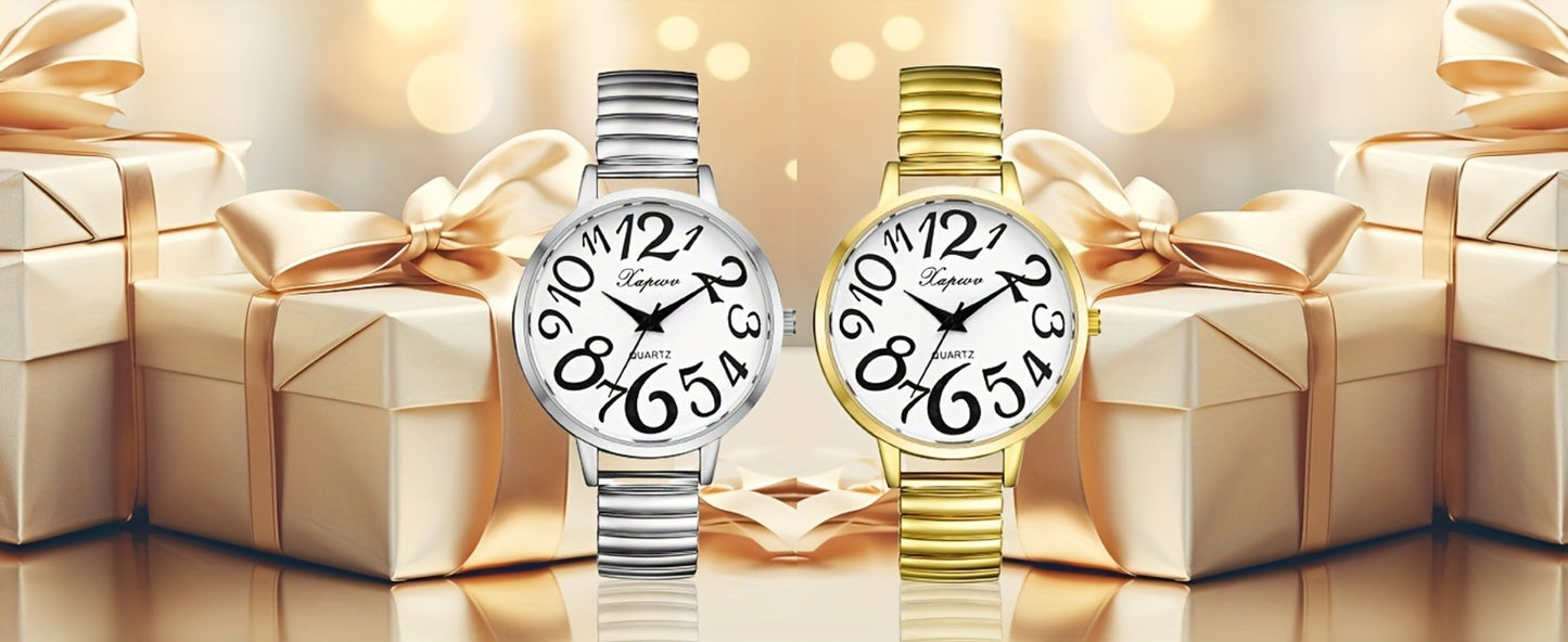 Women's Quartz Watch - Multi-Color 's Analog with Round Stretch Band - Large Arabic Numeral Dial - product detail view 19