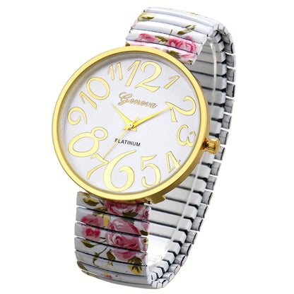 Women's Quartz Watch - Multi-Color 's Analog with Round Stretch Band - Large Arabic Numeral Dial - product detail view 22