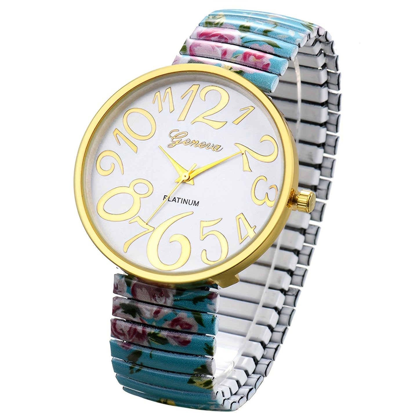 Women's Quartz Watch - Multi-Color 's Analog with Round Stretch Band - Large Arabic Numeral Dial - product detail view 23