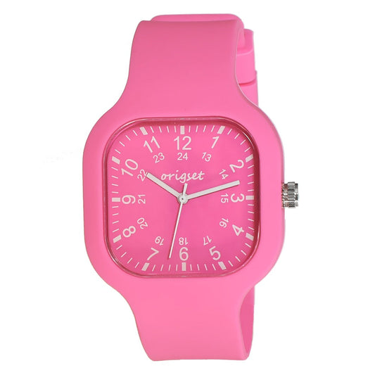 Women's Quartz Watch - Nurse for Hot Pink Origset Square Analog Wristwatch, 24-Hour Dial - product detail view 2