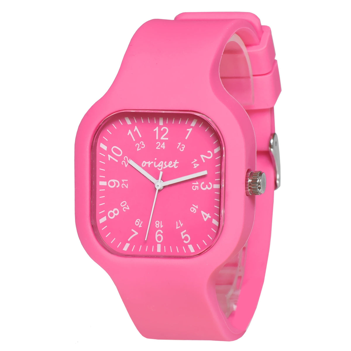 Women's Quartz Watch - Nurse for Hot Pink Origset Square Analog Wristwatch, 24-Hour Dial - product detail view 13