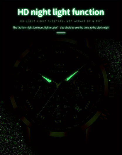 Men's Quartz Watch - OLEVS 's Luxury Dress Stainless Steel Chronograph, Moon Phase, Roman - product detail view 20