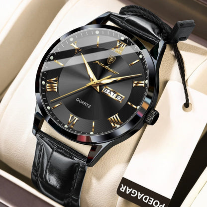 Men's Quartz Watch - POEDAGAR 978P 's 3ATM Waterproof Date Display PU Leather Band Fashion - product detail view 10
