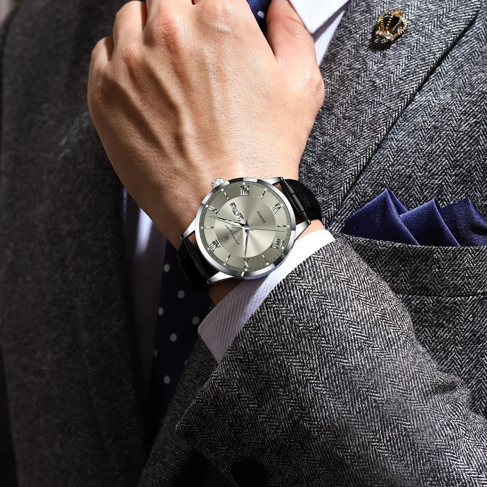 Men's Quartz Watch - POEDAGAR 978P 's 3ATM Waterproof Date Display PU Leather Band Fashion - product detail view 13