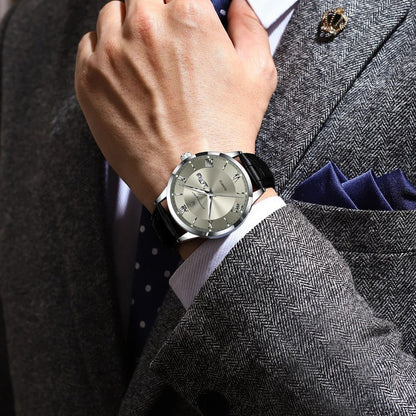 Men's Quartz Watch - POEDAGAR 978P 's 3ATM Waterproof Date Display PU Leather Band Fashion - product detail view 13