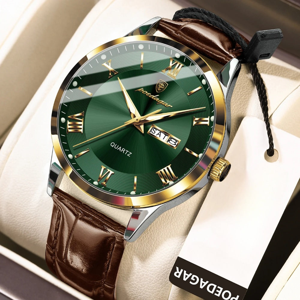 Men's Quartz Watch - POEDAGAR 978P 's 3ATM Waterproof Date Display PU Leather Band Fashion - product detail view 14