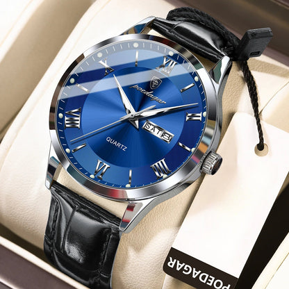 Men's Quartz Watch - POEDAGAR 978P 's 3ATM Waterproof Date Display PU Leather Band Fashion - product detail view 18