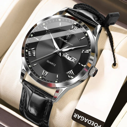 Men's Quartz Watch - POEDAGAR 978P 's 3ATM Waterproof Date Display PU Leather Band Fashion - product detail view 19