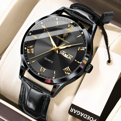 Men's Quartz Watch - POEDAGAR 978P 's 3ATM Waterproof Date Display PU Leather Band Fashion - product detail view 22