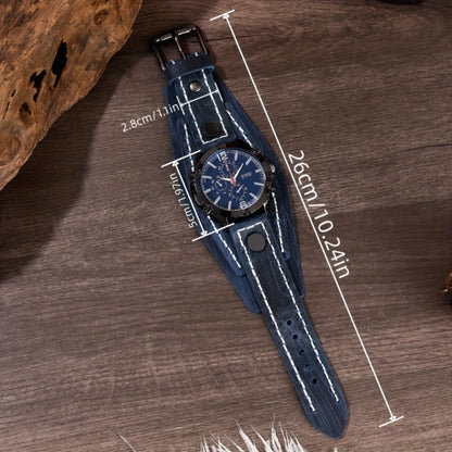Men's Quartz Watch - PU Leather Bracelet Retro Wristwatch Unisex Women Hip Hop Casual Fashion - product detail view 4