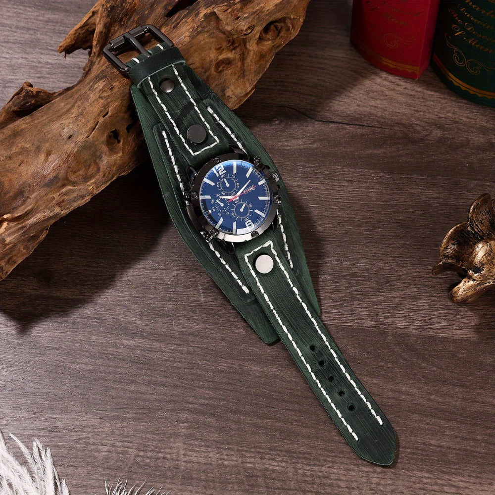 Men's Quartz Watch - PU Leather Bracelet Retro Wristwatch Unisex Women Hip Hop Casual Fashion - product detail view 14