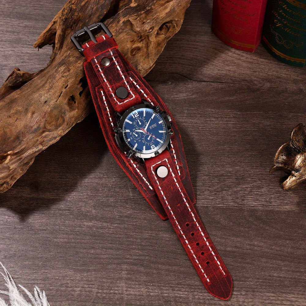 Men's Quartz Watch - PU Leather Bracelet Retro Wristwatch Unisex Women Hip Hop Casual Fashion - product detail view 16