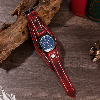 Men's Quartz Watch - PU Leather Bracelet Retro Wristwatch Unisex Women Hip Hop Casual Fashion - product detail view 16