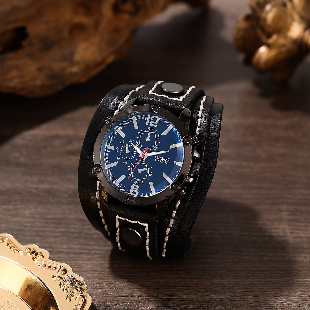 Men's Quartz Watch - PU Leather Bracelet Retro Wristwatch Unisex Women Hip Hop Casual Fashion - product detail view 18
