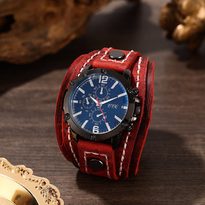 Men's Quartz Watch - PU Leather Bracelet Retro Wristwatch Unisex Women Hip Hop Casual Fashion - product detail view 19