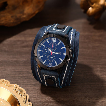 Men's Quartz Watch - PU Leather Bracelet Retro Wristwatch Unisex Women Hip Hop Casual Fashion - product detail view 22