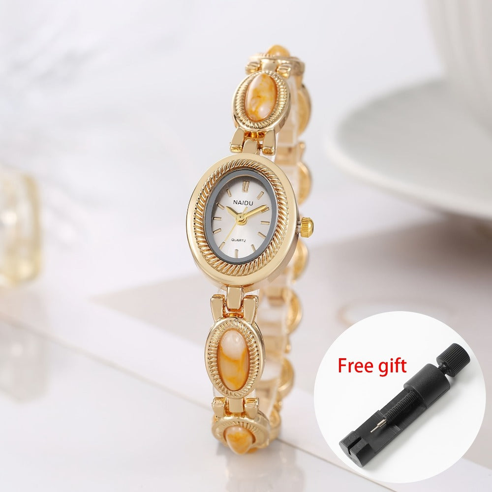 Women's Quartz Watch - Retro Bracelet for Light Luxury French Style Ladies Wristwatch with Band - product detail view 5
