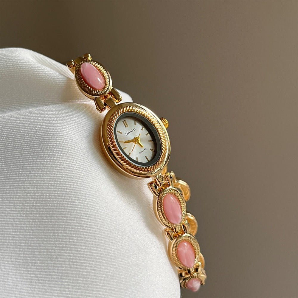 Women's Quartz Watch - Retro Bracelet for Light Luxury French Style Ladies Wristwatch with Band - product detail view 6