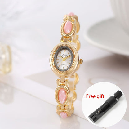 Women's Quartz Watch - Retro Bracelet for Light Luxury French Style Ladies Wristwatch with Band - product detail view 7