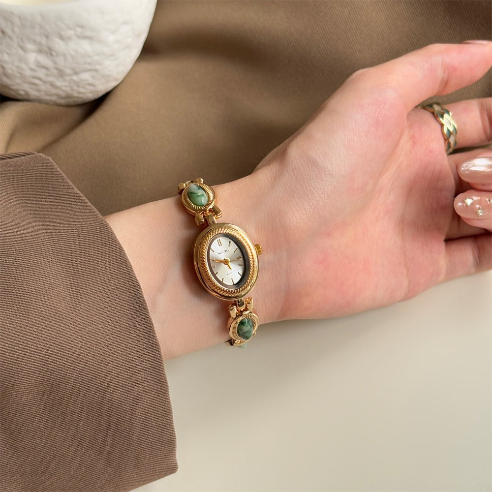 Women's Quartz Watch - Retro Bracelet for Light Luxury French Style Ladies Wristwatch with Band - product detail view 12