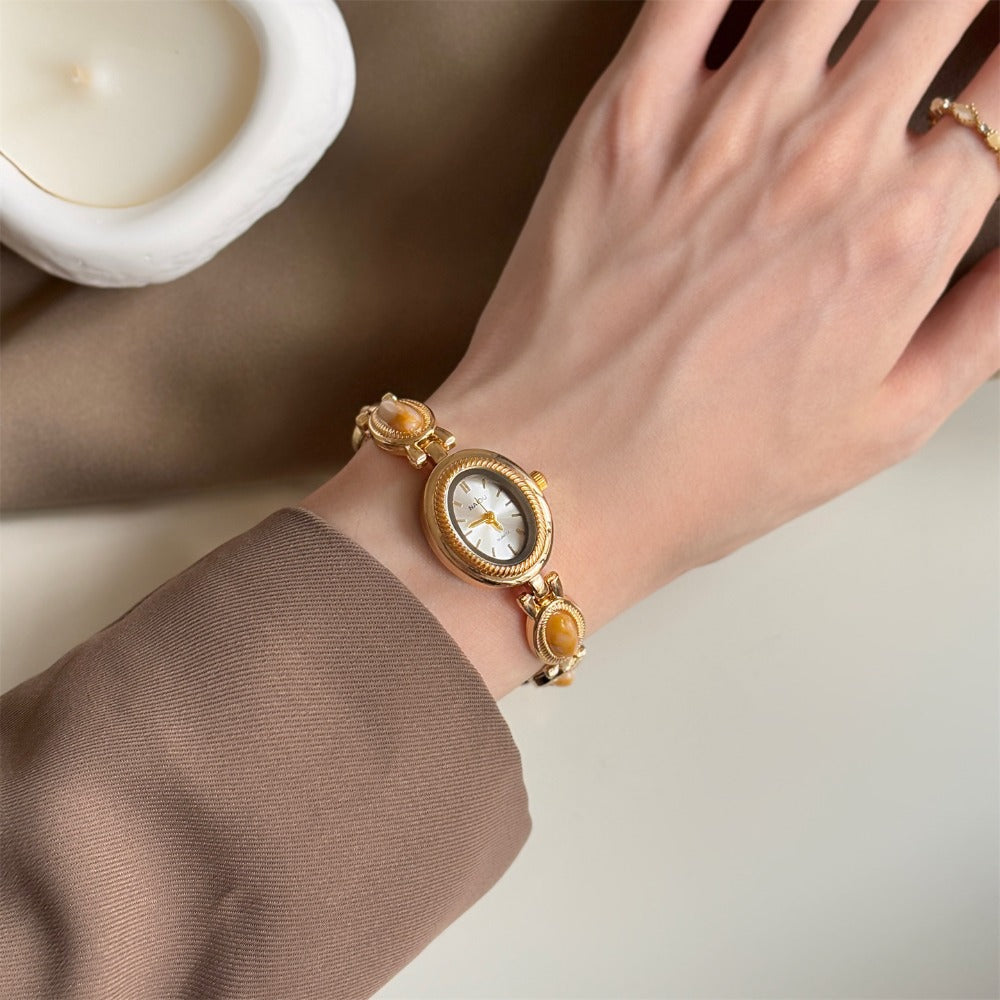 Women's Quartz Watch - Retro Bracelet for Light Luxury French Style Ladies Wristwatch with Band - product detail view 15