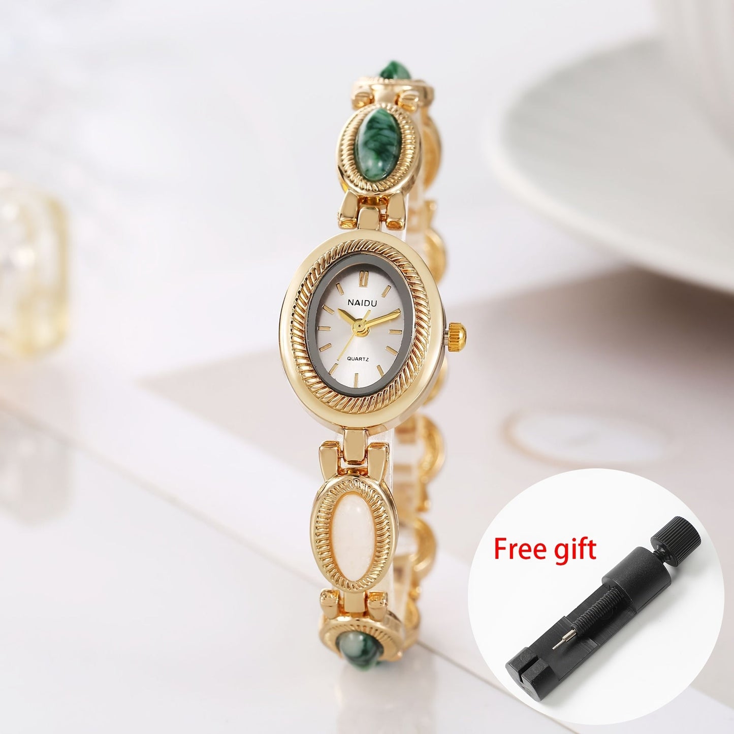 Women's Quartz Watch - Retro Bracelet for Light Luxury French Style Ladies Wristwatch with Band - product detail view 16