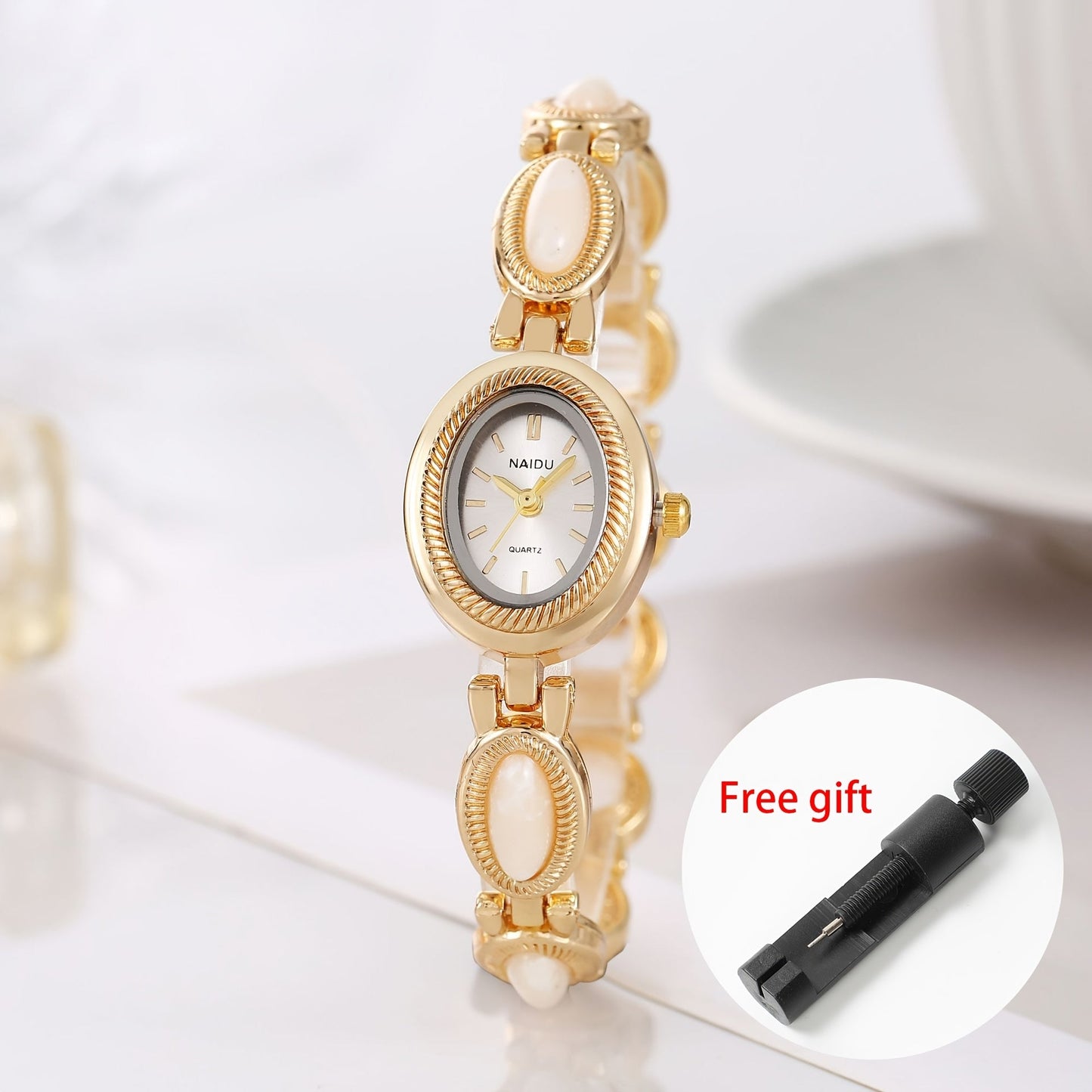 Women's Quartz Watch - Retro Bracelet for Light Luxury French Style Ladies Wristwatch with Band - product detail view 19