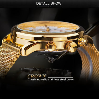 Men's Quartz Watch - REWARD 's Chronograph Luminous Stainless Steel Strap, Date Display, Gold & - product detail view 4