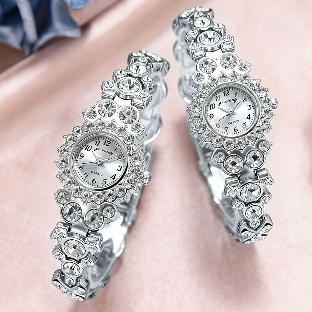 Women's Quartz Watch - Rhinestone Bracelet Set of 2 - Luxury Glitter Wristwatch for , Elegant - product detail view 2