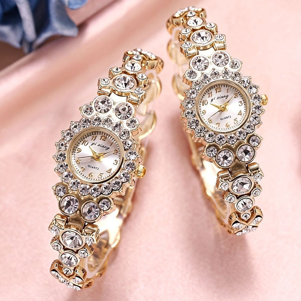 Women's Quartz Watch - Rhinestone Bracelet Set of 2 - Luxury Glitter Wristwatch for , Elegant - product detail view 3