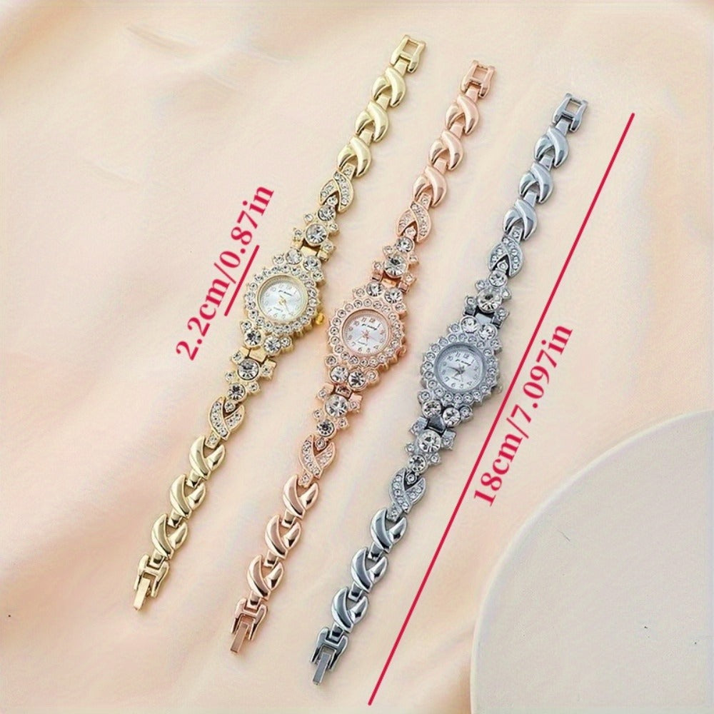 Women's Quartz Watch - Rhinestone Bracelet Set of 2 - Luxury Glitter Wristwatch for , Elegant - product detail view 4