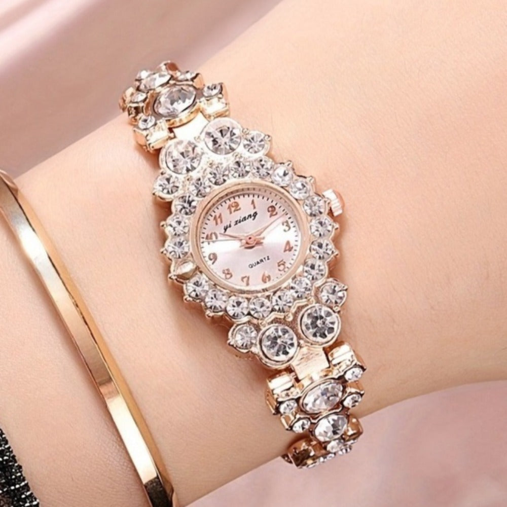 Women's Quartz Watch - Rhinestone Bracelet Set of 2 - Luxury Glitter Wristwatch for , Elegant - product detail view 5
