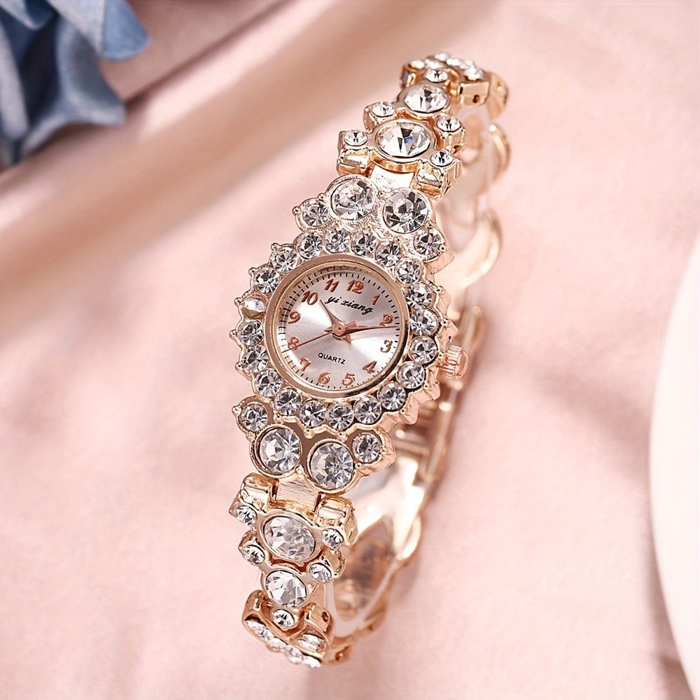 Women's Quartz Watch - Rhinestone Bracelet Set of 2 - Luxury Glitter Wristwatch for , Elegant - product detail view 7