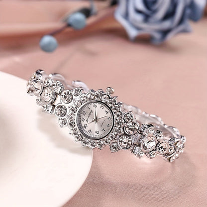 Women's Quartz Watch - Rhinestone Bracelet Set of 2 - Luxury Glitter Wristwatch for , Elegant - product detail view 8