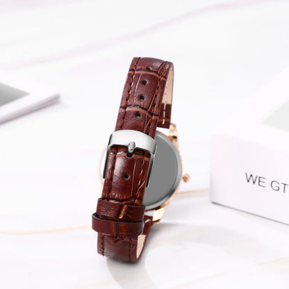 Women's Quartz Watch - Rhinestone Dial for Girls Colorful Arabic Numerals PU Leather Band - product detail view 9