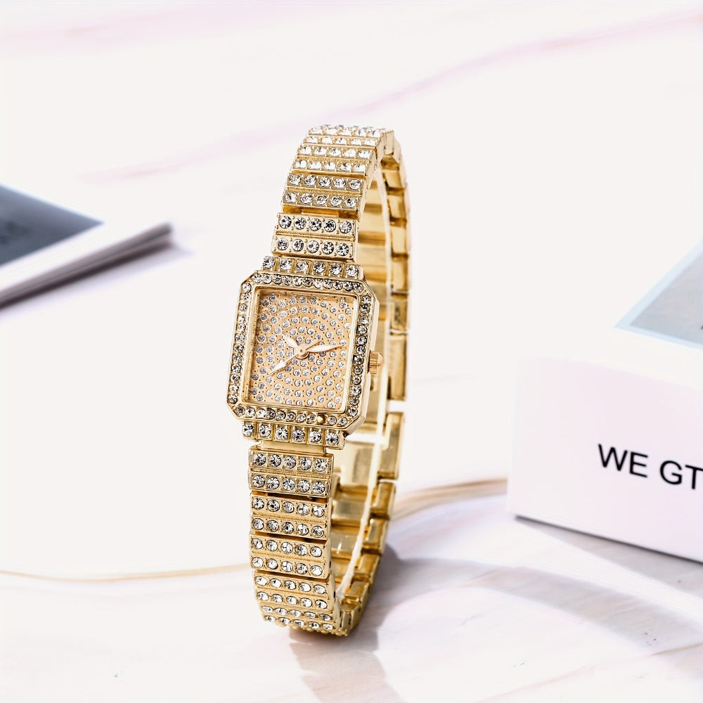 Women's Quartz Watch - Rhinestone for Square Dial Bling Luxury Analog Dress Wristwatch Sparkling - product detail view 2
