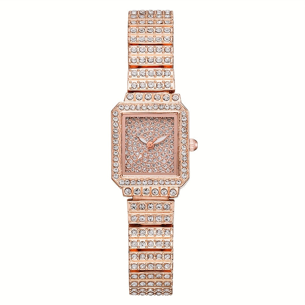 Women's Quartz Watch - Rhinestone for Square Dial Bling Luxury Analog Dress Wristwatch Sparkling - product detail view 4